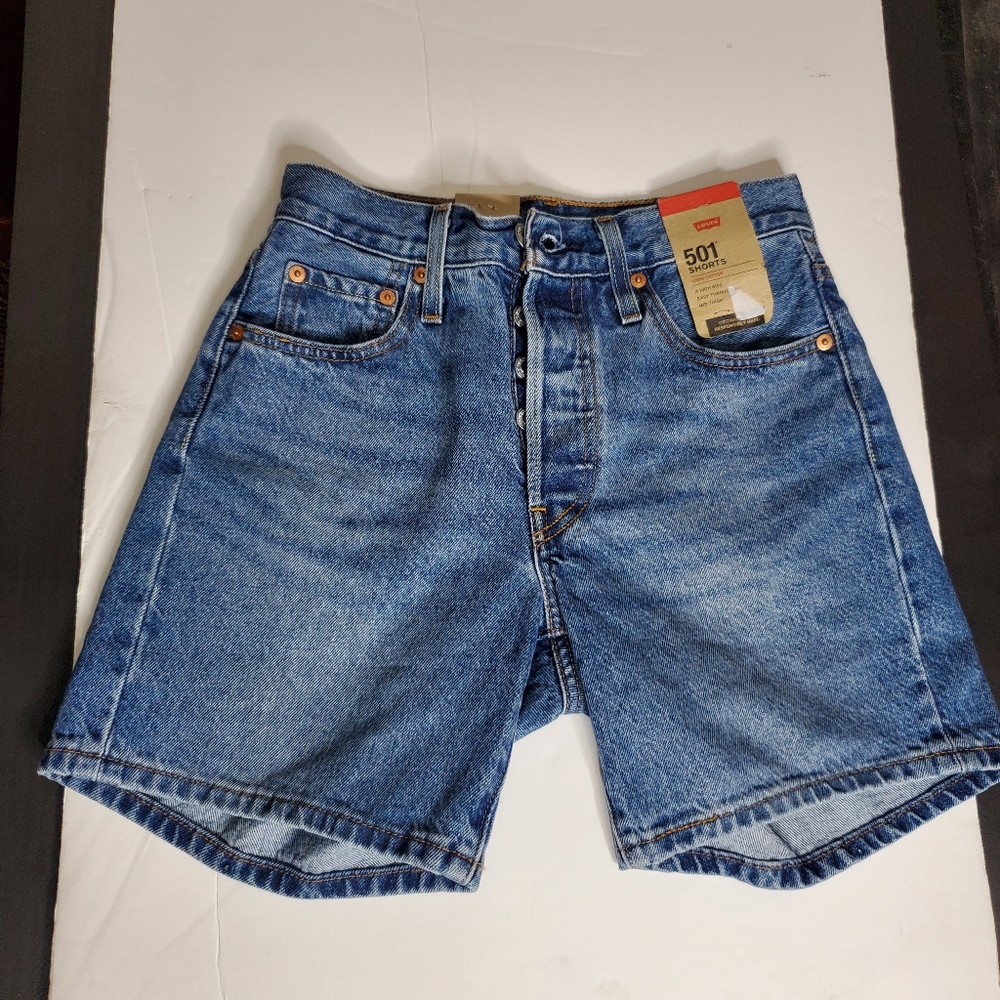 Levi's Women's 501 High-Rise Midi Button Fly Jean Shorts Size 24